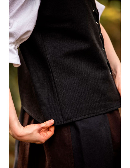 Gilet médiéval en coton Franziska, noir