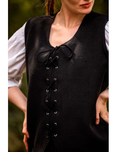 Gilet médiéval en coton Franziska, noir