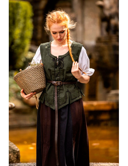 Gilet médiéval femme modèle Selma, vert