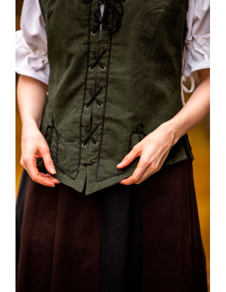 Gilet médiéval femme modèle Selma, vert