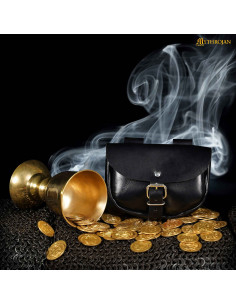 Sac ceinture médiéval modèle Cambrioleur en cuir noir 2