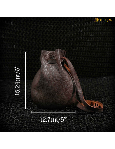 Sac de mendicité médiéval en cuir, GN