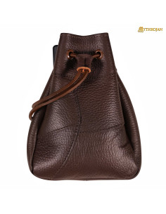 Sac ceinture médiéval en corne marron (21,5 cm.)