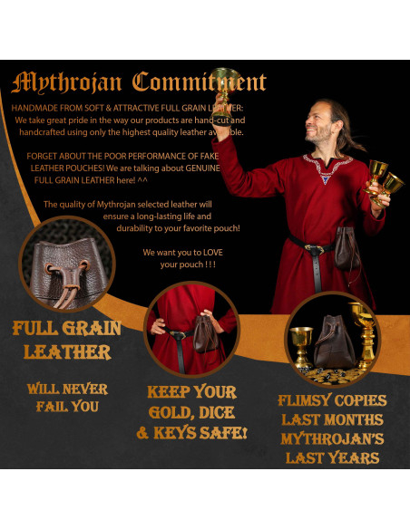 Sac ceinture médiéval en corne marron...