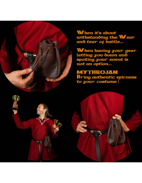 Sac ceinture médiéval en corne marron...