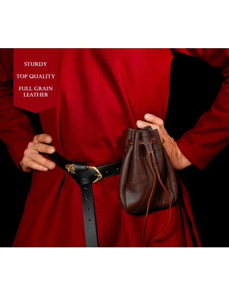 Sac ceinture médiéval en corne marron...