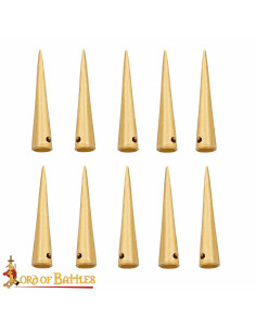 Pack de 10 aglets médiévaux en laiton massif (2,6 cm.)