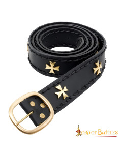 Ceinture médiévale en cuir Croisés, couleur noire 2