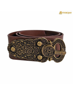 Ceinture médiévale Viking Warrior en cuir, couleur marron
