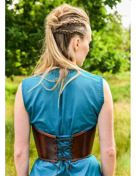 Corset médiéval en cuir, couleur marron