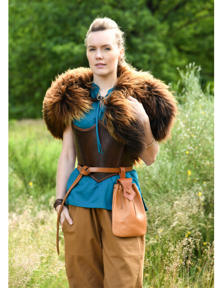 Corset médiéval en cuir, couleur marron