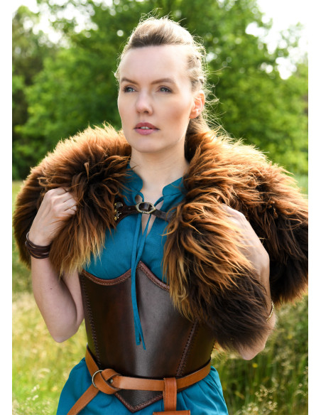 Corset médiéval en cuir, couleur marron