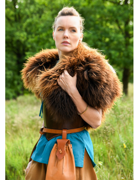 Corset médiéval en cuir, couleur marron