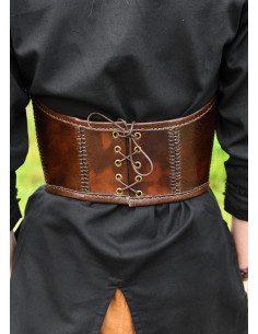 Corset en cuir décoré médiéval, couleur marron 2