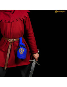 Sac de mendicité médiéval en laine avec motif lion,... 2