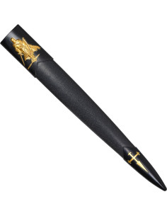 Dague templière décorative avec manche et fourreau dorés... 2