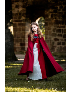 Capa médiévale enfant longue modèle Agnes, couleur rouge
