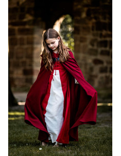 Capa médiévale enfant longue modèle Agnes, couleur rouge 2