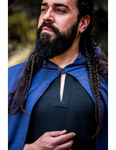 Longue cape médiévale bleue