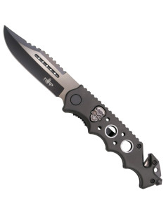 Troisième couteau tactique crâne noirci (21,2 cm.)