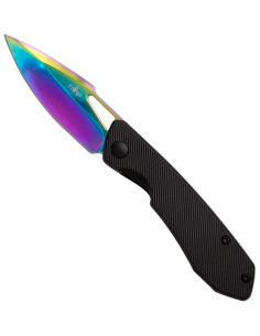 Troisième couteau de campagne à lame arc-en-ciel (17 cm.)