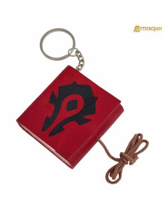 Porte-clés mini-agenda en cuir médiéval Warcraft en rouge
