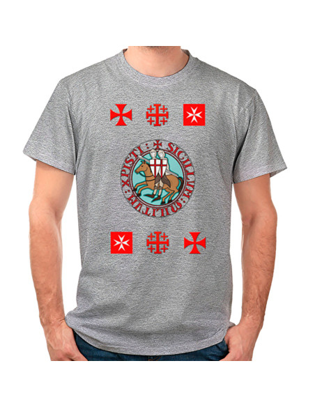 T-shirt Templiers Gris avec Croix
