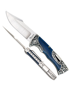 Couteau de campagne Albainox avec manche en stamina bleu...