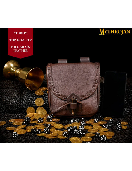 Sac médiéval en cuir avec fermeture...