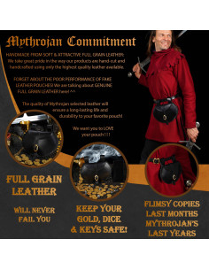 Sac ceinture en cuir viking-médiéval en noir 2