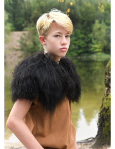 Épaulière Viking pour enfant en peau de mouton noire 2