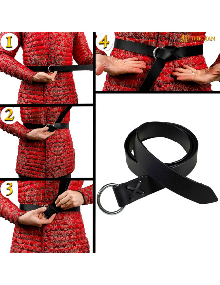 Ceinture médiévale en cuir noir avec...
