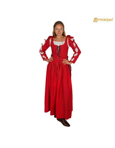 Robe Renaissance médiévale irlandaise, couleur rouge