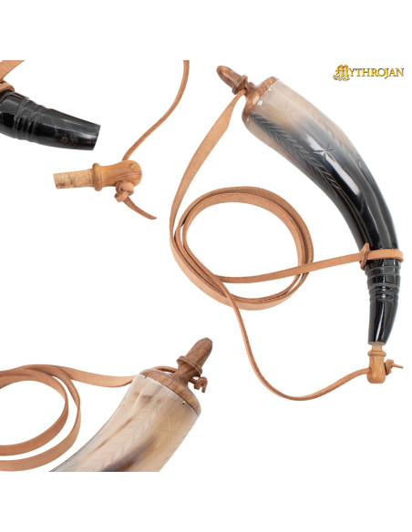 Sac à poudre médiéval en corne...