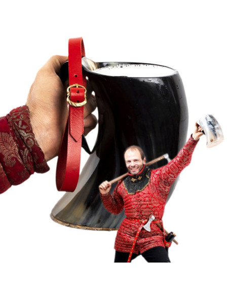 Pichet médiéval avec bracelet en cuir...