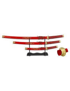 rouge Katana, Wakizashi et Tanto de laque noire se 2