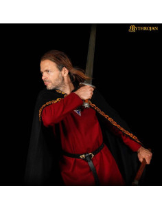 Cape médiévale en laine avec bords décorés, noir 2