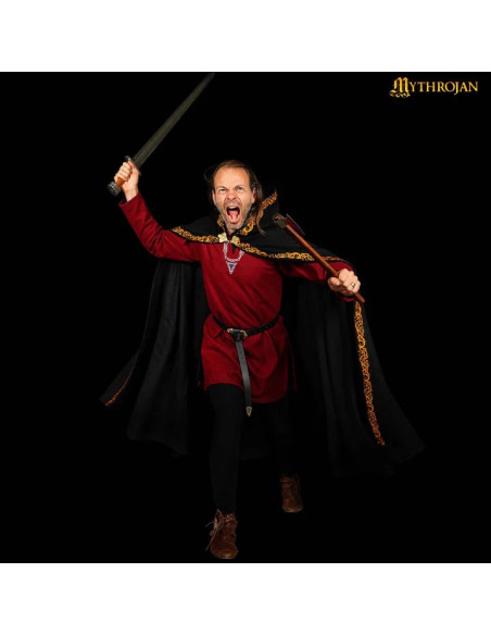 Cape médiévale en laine avec bords...