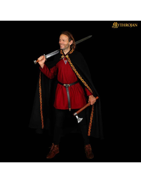 Cape médiévale en laine avec bords...