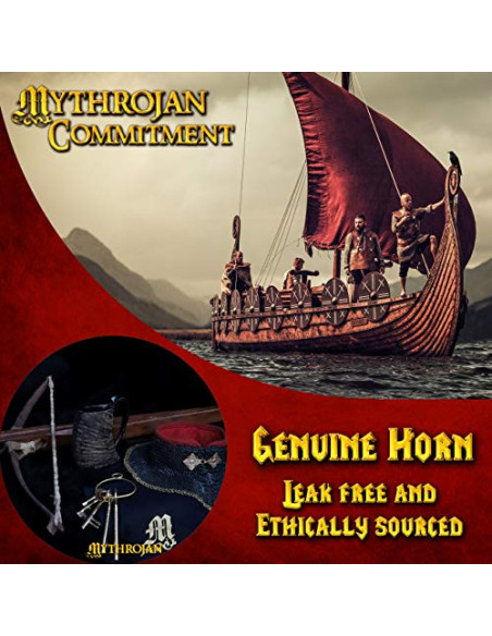 Cruche médiévale en corne, avec sac