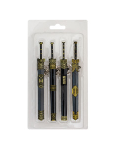 Lot de 4 porte-clés épée médiévale moyenne avec étui