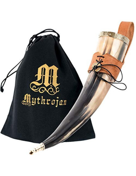 Corne à boire Viking avec baudrier...