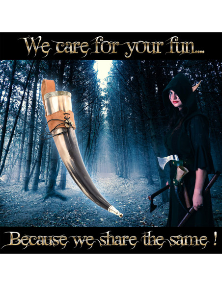 Corne à boire Viking avec baudrier...