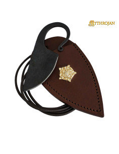 Couteau celtique forgé à la main étui en cuir marron