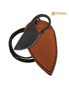 Couteau celtique forgé à la main étui de base en cuir marron