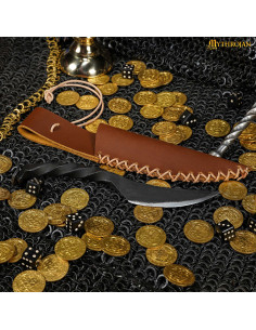 Couteau médiéval avec manche enroulé et étui en cuir... 2