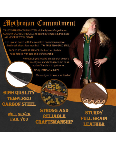 Couteau médiéval avec manche enroulé...