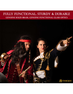 Téléscope pirate en laiton avec boîte en bois (23 cm.) 2