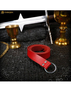 Ceinture viking avec boucle ronde, couleur rouge 2