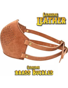 Masque facial en cuir pour Cosplay, couleur marron 2